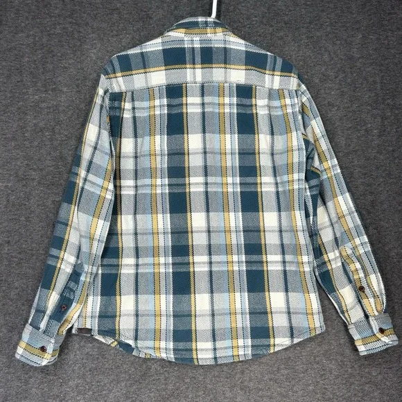 Outerknown Blanket Shirt Mens M Green Plaid Thick Knit Flannel Long Sleeve - Picture 10 of 11
